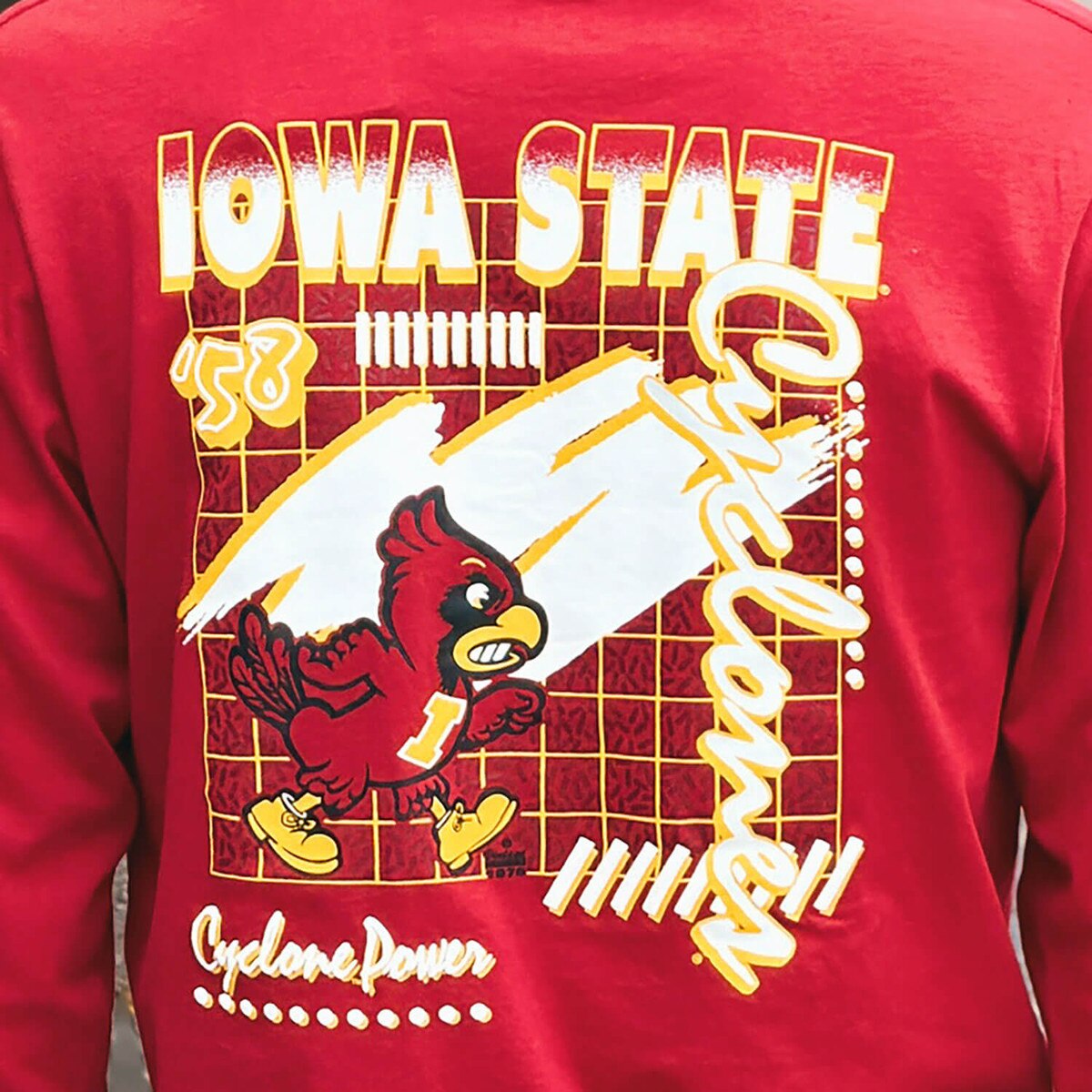 Champion® Walking Cy Cardinal Long Sleeve T-Shirt close up of back design